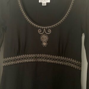 LOFT Black A-Line Dress with Bishop Sleeves